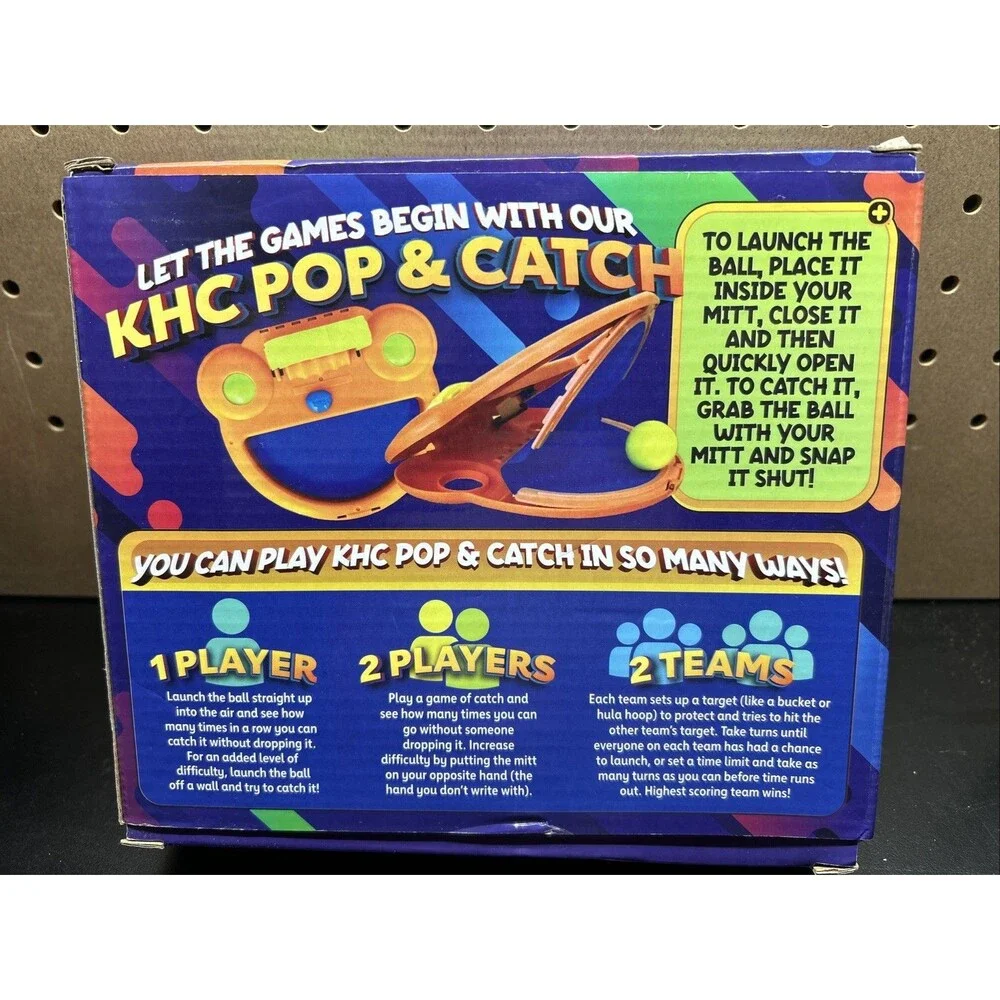 Kid Heart Challenge Pop & Catch - 2 Mitts, 4 Balls - New